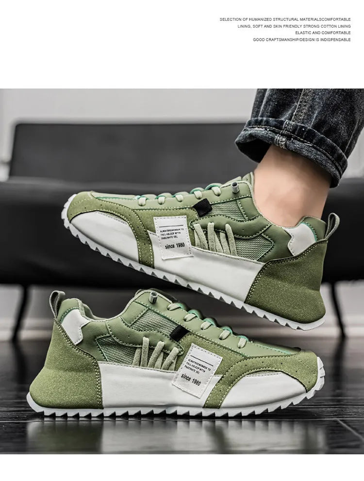 Syflyno Men's Lace-Up Athletic Sneakers — Breathable Mesh Running Shoes for Spring & Autumn | Anti-Slip Gym Trainers