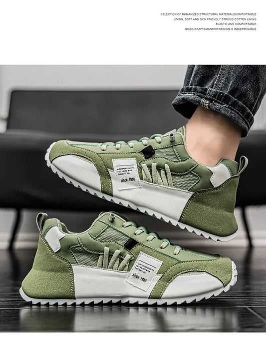 Syflyno Men's Lace-Up Athletic Sneakers — Breathable Mesh Running Shoes for Spring & Autumn | Anti-Slip Gym Trainers