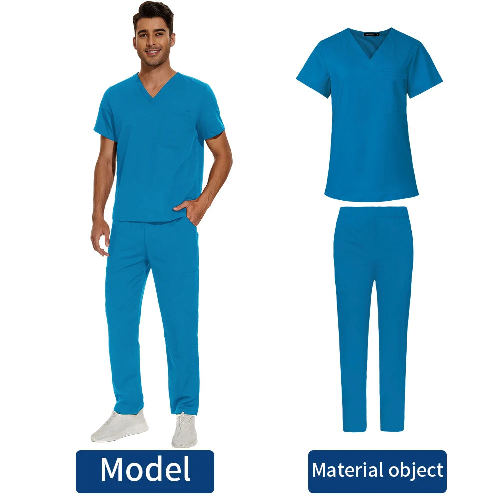 Men's V-Neck Scrubs Set - Stylish Medical Uniforms for Doctors & Nurses | Comfortable & Durable Lab Overalls