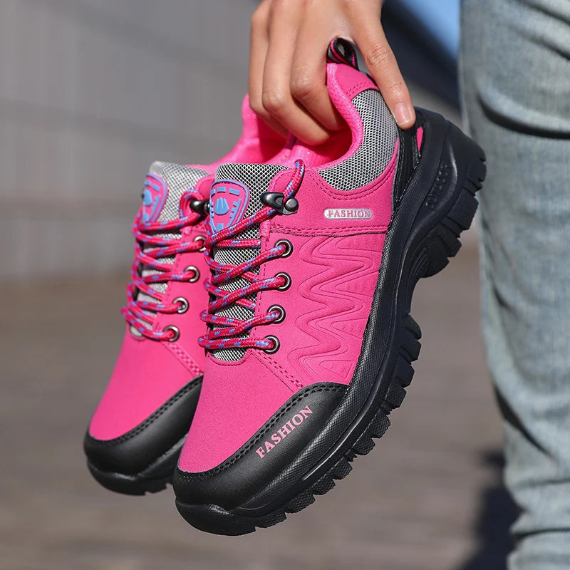 Women's Outdoor Trail Hiking Sneakers by ZUUBAN – Non-Slip Lace-Up Walking Shoes with EVA Comfort Insole.