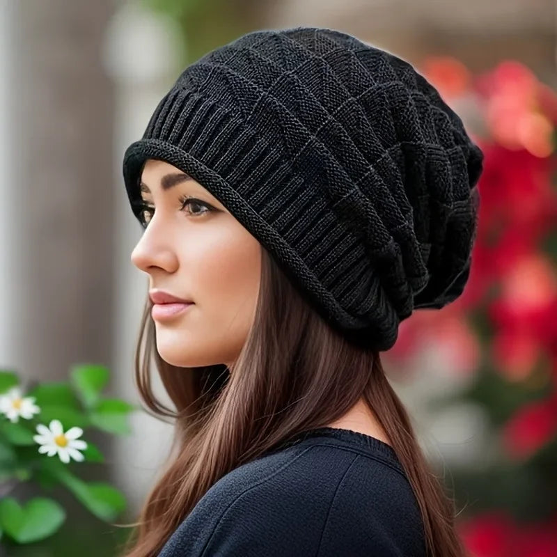 Women's Chunky Slouch Beanie Hat with Ear Warmers -Four Seasons