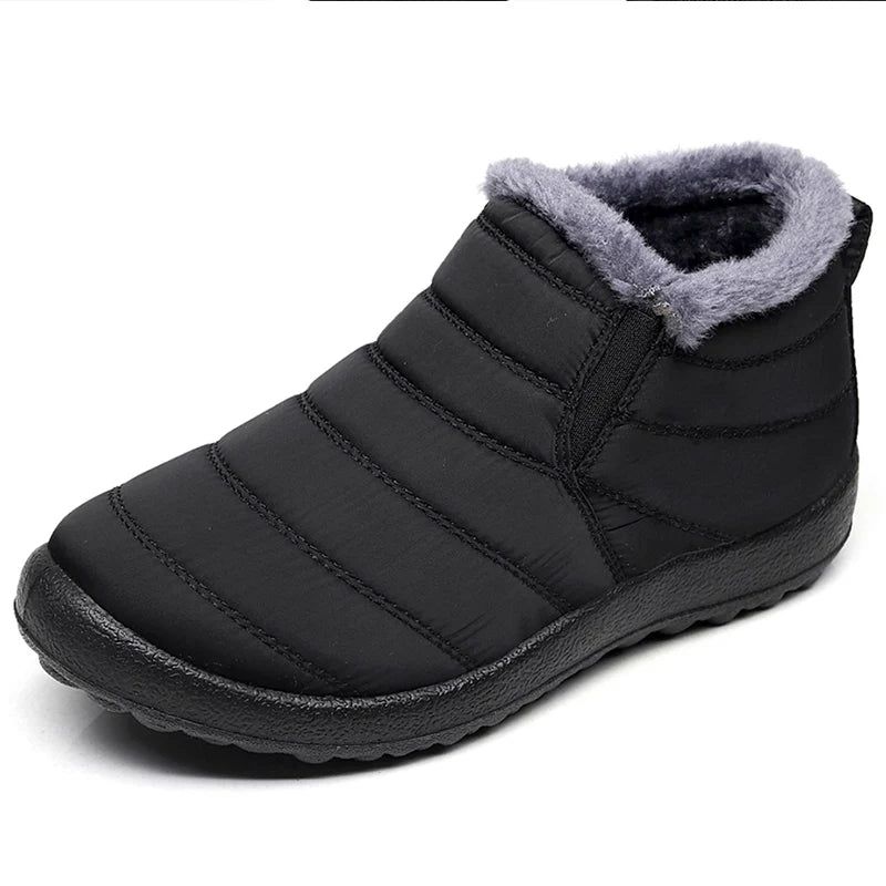 Men's Waterproof Winter Snow Boots - Plush-Lined Slip-On Ankle Boots