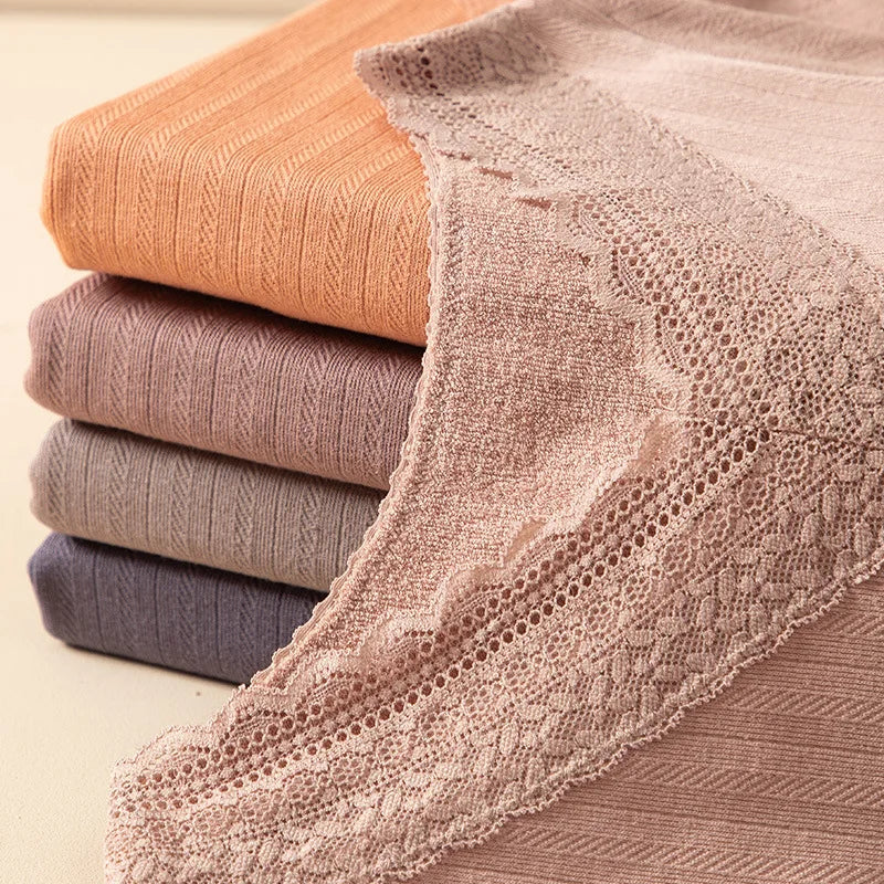 Women's Winter Lace Thermal Underwear Set: Long Sleeve V-Neck Blouse & Slim Fit Pants for Cozy Autumn Style.