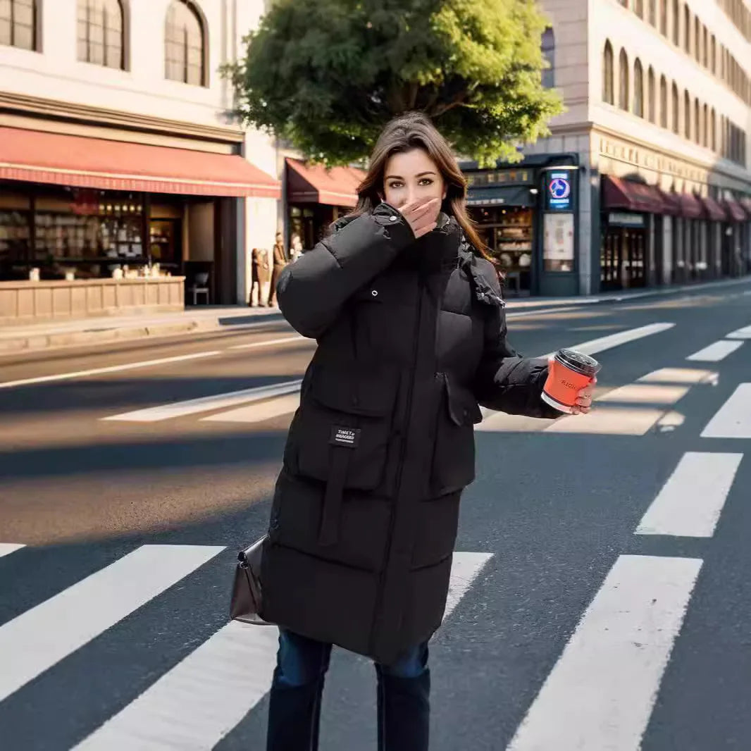 Women's 2024 Hooded Cotton Padded Parka Jacket-Long & Stylish