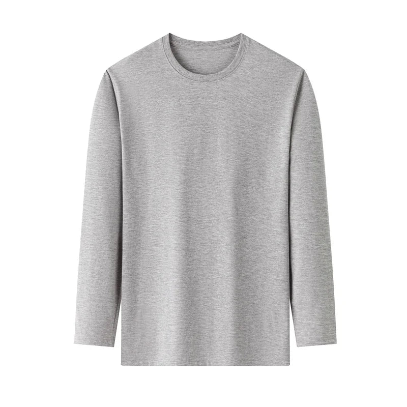 ASJP Men's 100% Cotton Long Sleeve Shirt | Breathable Casual Crew Neck Top for Summer & Everyday Wear