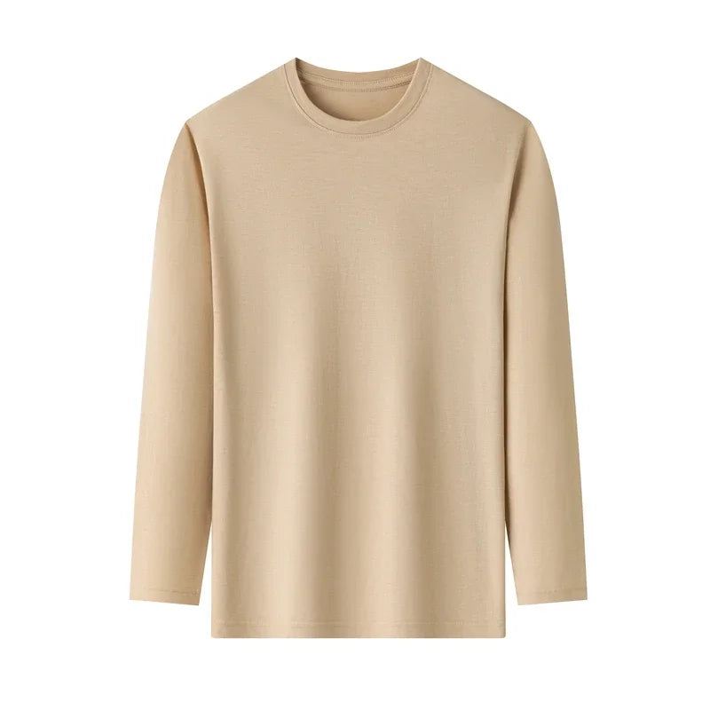 ASJP Men's 100% Cotton Long Sleeve Shirt | Breathable Casual Crew Neck Top for Summer & Everyday Wear