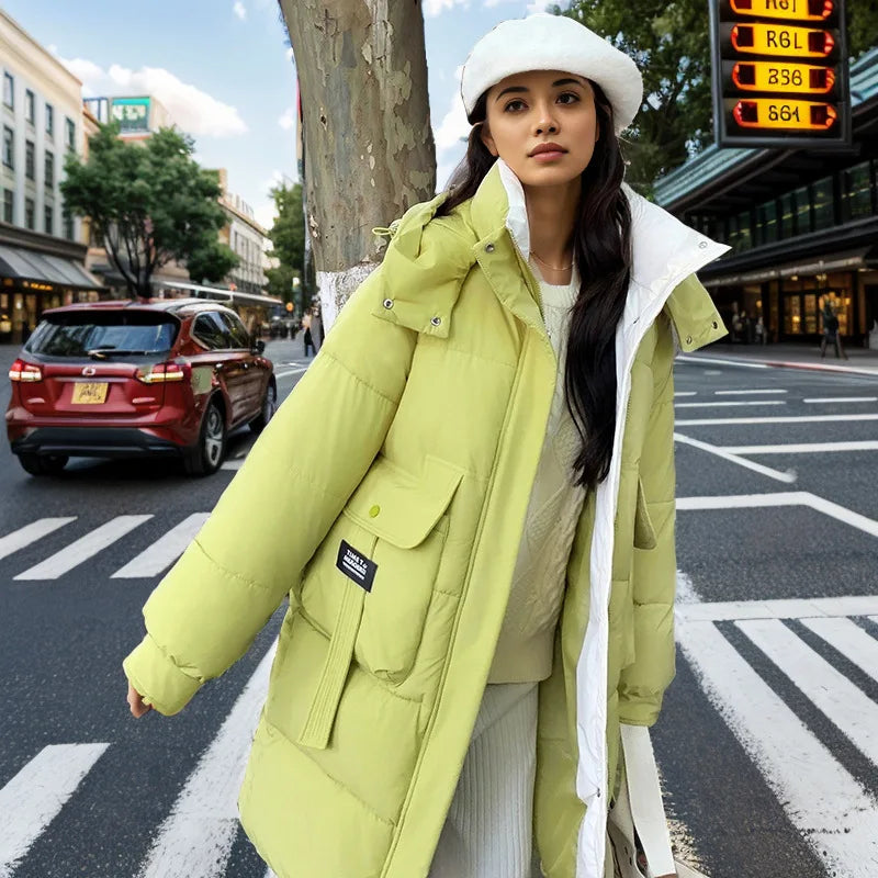 Women's 2024 Hooded Cotton Padded Parka Jacket-Long & Stylish