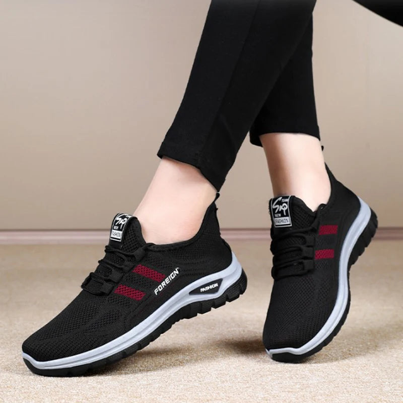 Women's Breathable Mesh Running Sneakers - Lightweight Athletic Walking Shoes with Anti-Slip Rubber Sole