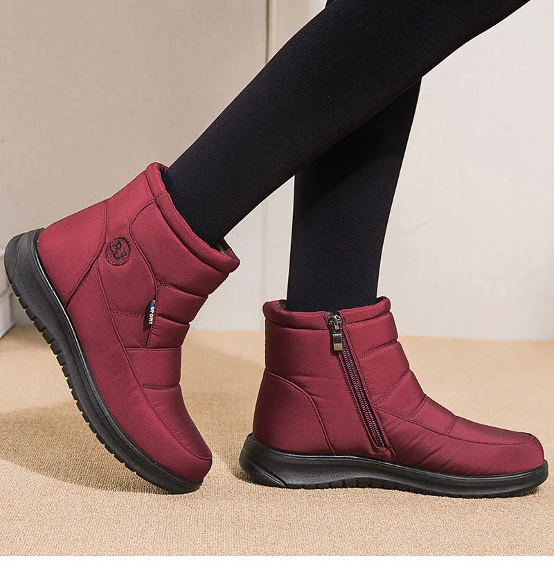 Women's 2024 Waterproof Ankle Snow Boots with Fur