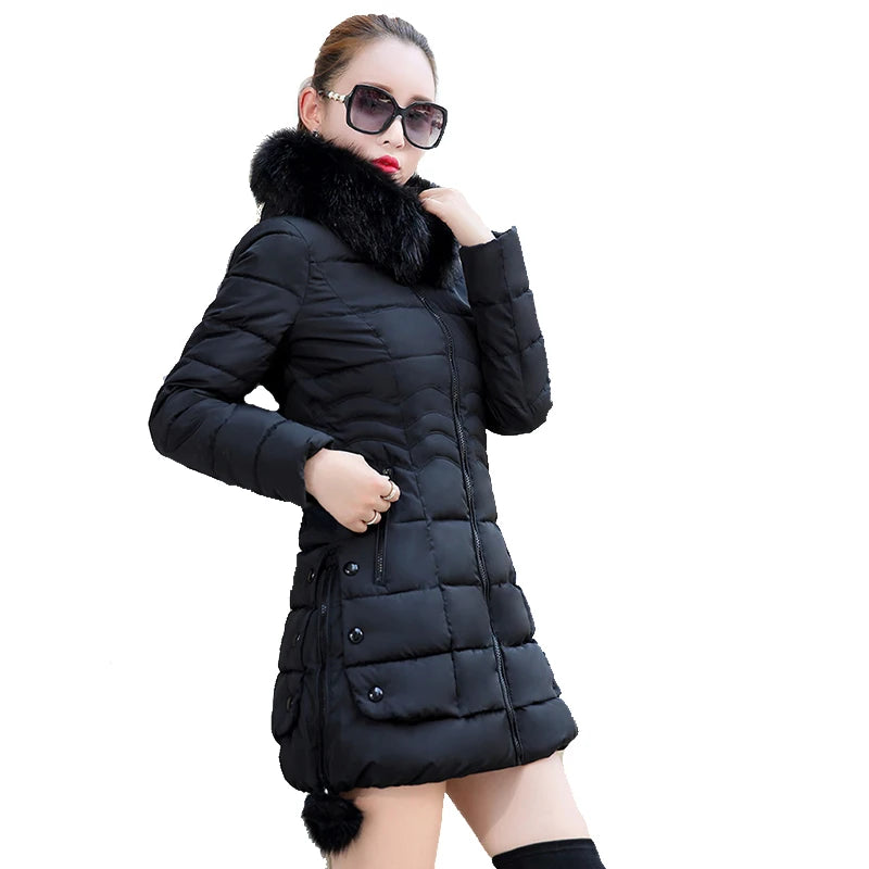 Women's 2023 Casual Hooded Winter Jacket with Luxurious fur Collar.