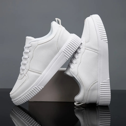 Sxfdneay Men's Colorblock Platform Sneakers – Lightweight Lace-Up Skateboard Shoes, Unisex Fit, Black White