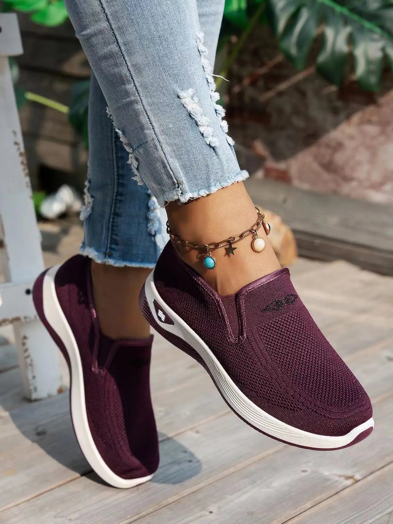 Women's Slip-On Casual Flats | Breathable Cotton Sneakers | Lightweight Comfort Walking Shoes