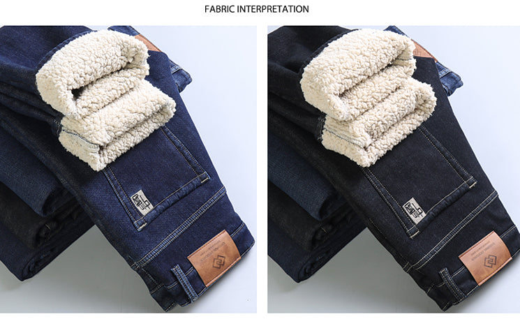 Men's Cozy Wool Velvet Jeans: Warm, Stylish & Versatile