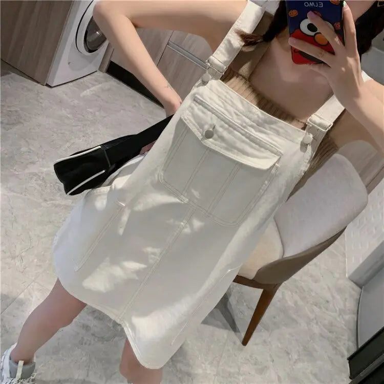 Women's Denim Suspender Mini Dress — Loose A-Line Sleeveless Sundress for Summer
