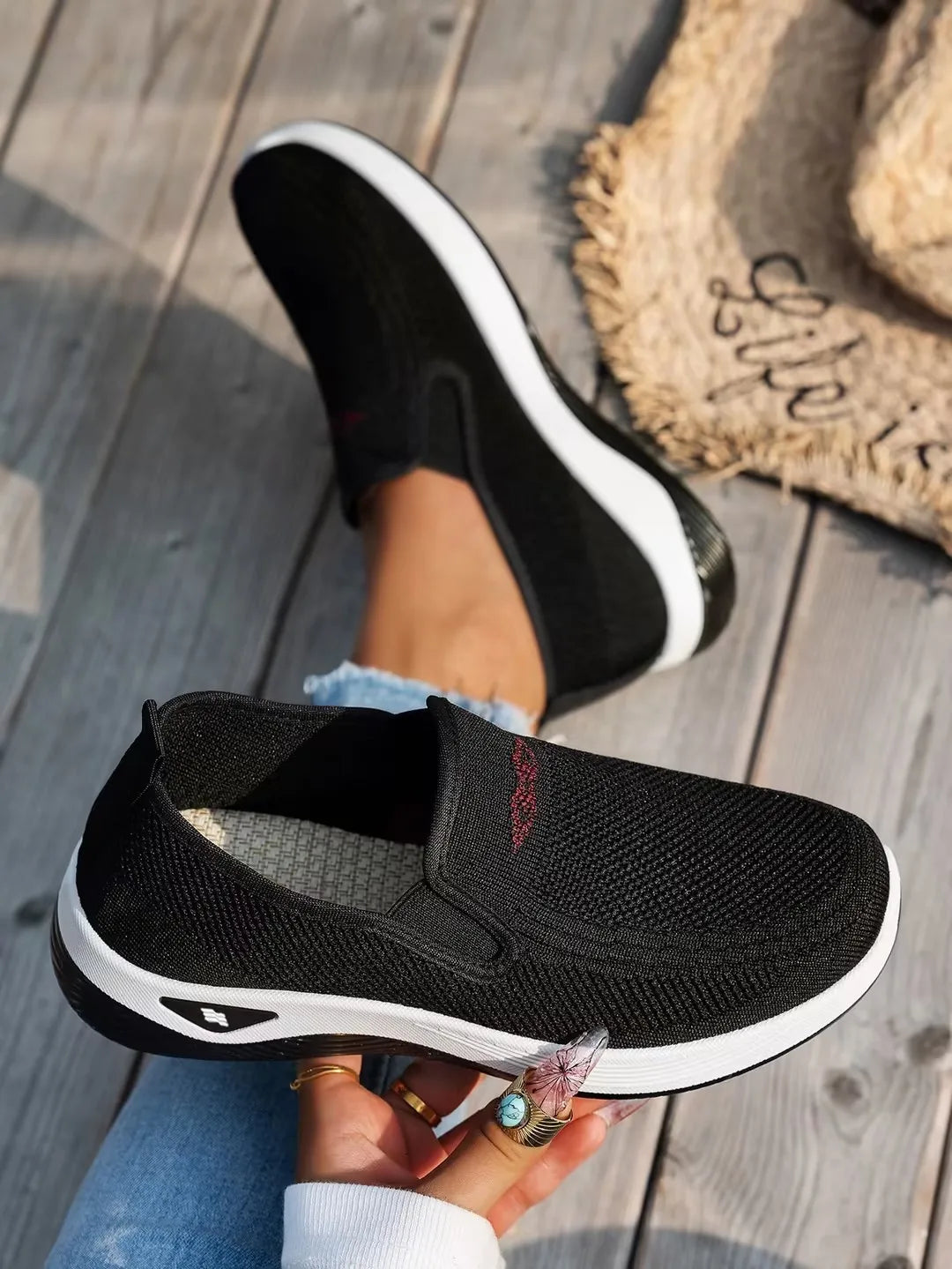 Women's Slip-On Casual Flats | Breathable Cotton Sneakers | Lightweight Comfort Walking Shoes