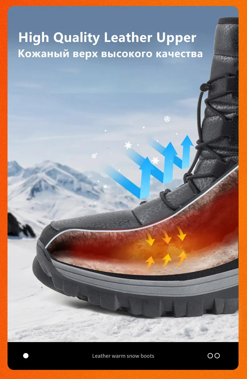 Women's Plush-Lined Waterproof Snow Boots - Platform Winter Hiking Ankle Boots