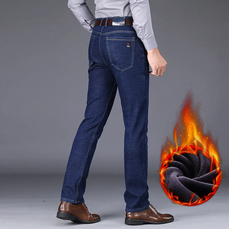 Men's Warm Fleece-Lined Jeans: Stylish Comfort for Winter!"
