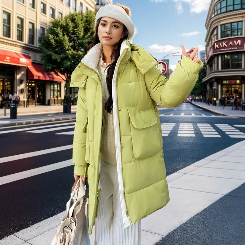 Women's 2024 Hooded Cotton Padded Parka Jacket-Long & Stylish