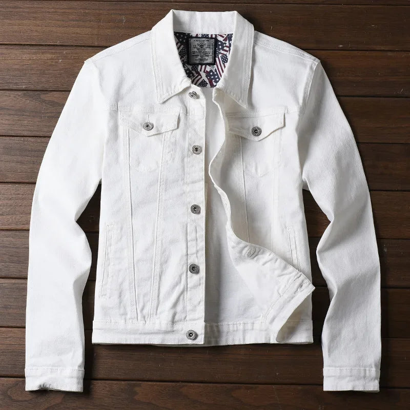Men's Washed Denim Jacket - Casual Single Breasted Cardigan with Turn Down Collar & Pockets