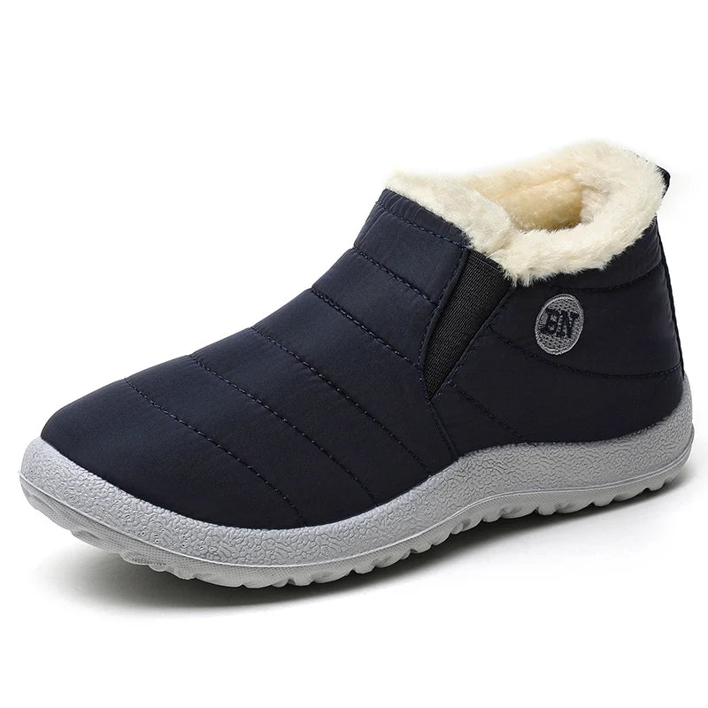 Men's Waterproof Winter Snow Boots - Plush-Lined Slip-On Ankle Boots