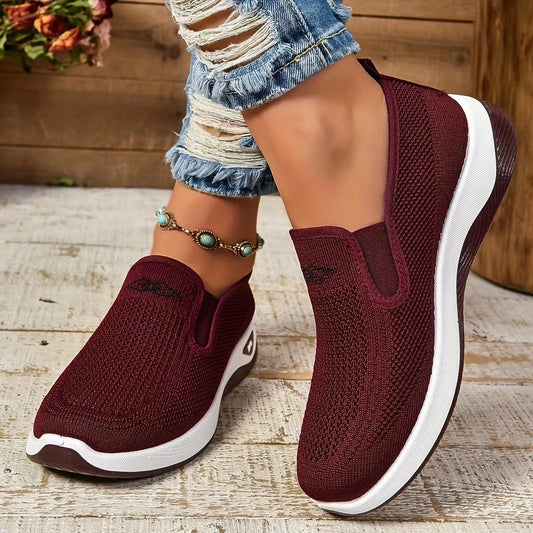 Women's Slip-On Casual Flats | Breathable Cotton Sneakers | Lightweight Comfort Walking Shoes