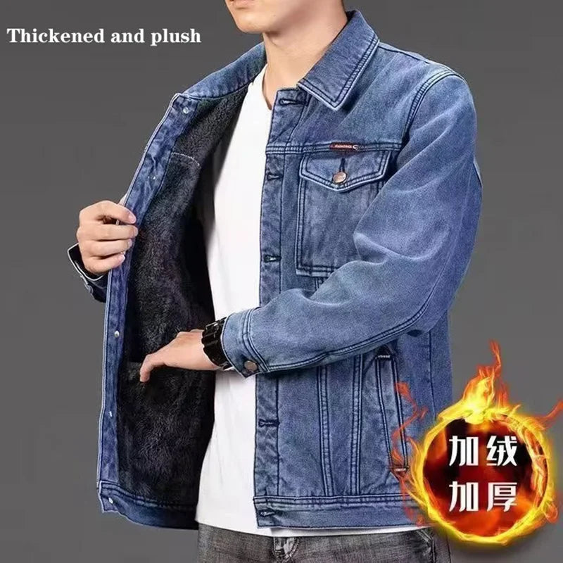 Men's 2024 Plus Size Padded Denim Cotton Jacket - Thicker, Warmer, and Stylish Winter Essential!"