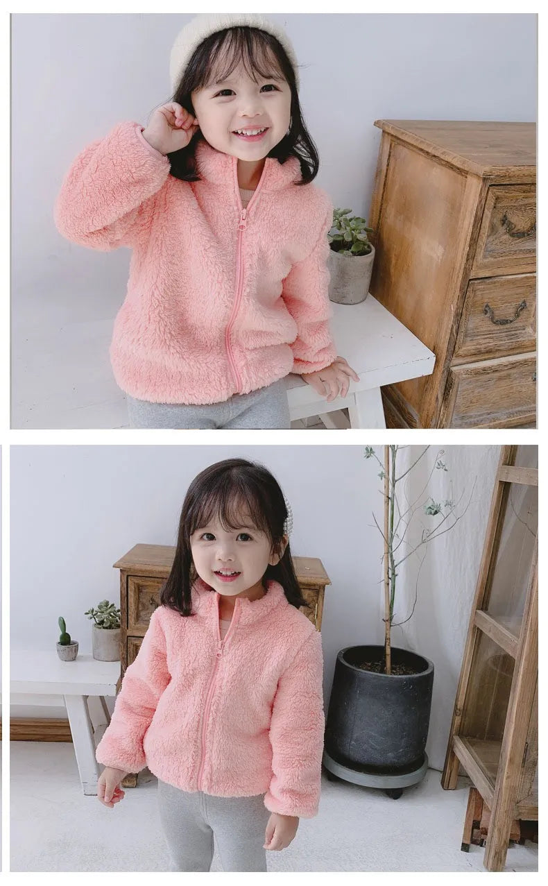 Unisex Kids Plush Faux Fur Jacket - Soft Winter Coat for Toddlers 1-6 Years