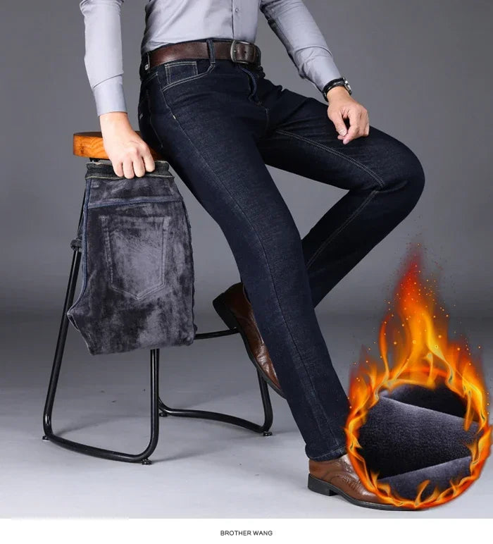 Men's Warm Fleece-Lined Jeans: Stylish Comfort for Winter!"