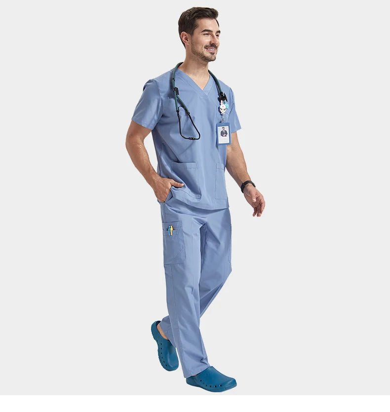 Men's Breathable Medical Scrubs Set - Stylish Hospital Nursing Uniforms for Doctors & Nurses
