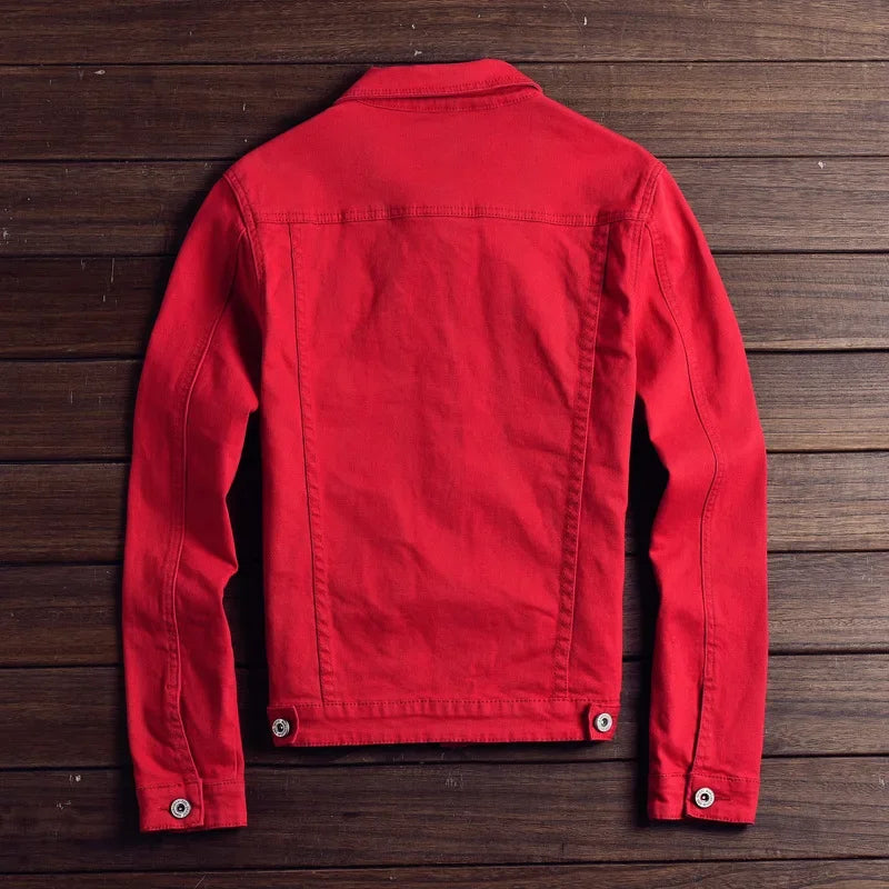 Men's Washed Denim Jacket - Casual Single Breasted Cardigan with Turn Down Collar & Pockets