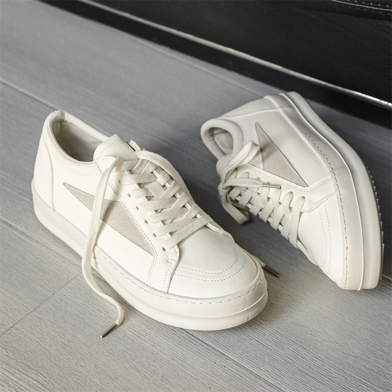 Men's Lace-Up Platform Sneakers — Breathable Microfiber Casual Shoes | Lightweight Anti-Odor Street Style Trainers