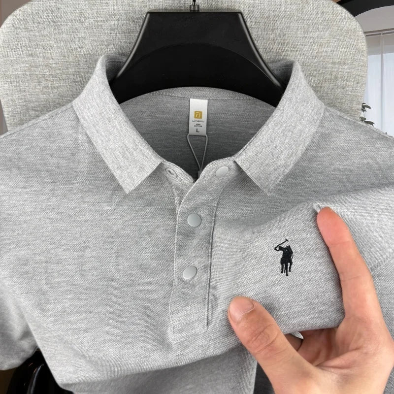 Men's 100% Cotton Short Sleeve Polo Shirt – Embroidered Pony, Breathable Summer Golf Top, Sizes M–4XL, 20+ Colors