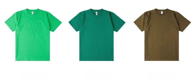 Men's 250g Combed Cotton T-Shirt | Heavyweight Solid Color O-Neck Short Sleeve Tee | Loose Casual Fit | XS–2XL