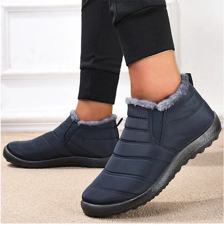 Men's Waterproof Winter Snow Boots - Plush-Lined Slip-On Ankle Boots