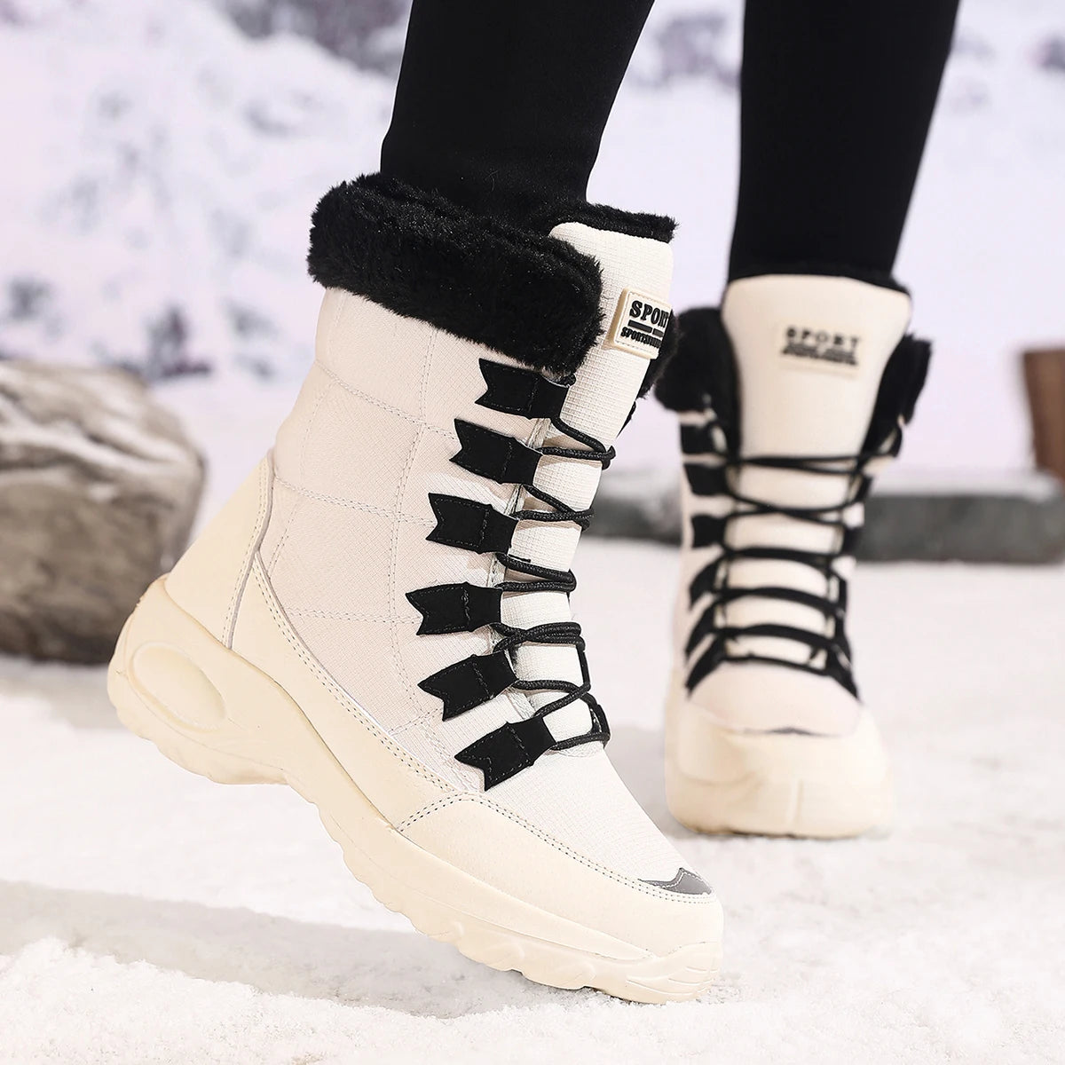 Women's Waterproof Slip-On Winter Ankle Hiking Boots