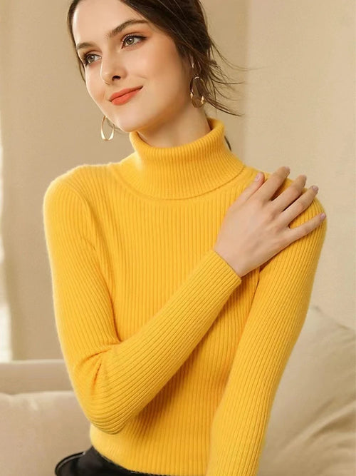 Women's New Turtleneck Jumper Knitted Blouses Fashion Ladies Sweaters