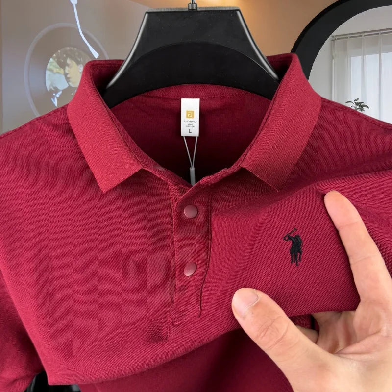 Men's 100% Cotton Short Sleeve Polo Shirt – Embroidered Pony, Breathable Summer Golf Top, Sizes M–4XL, 20+ Colors