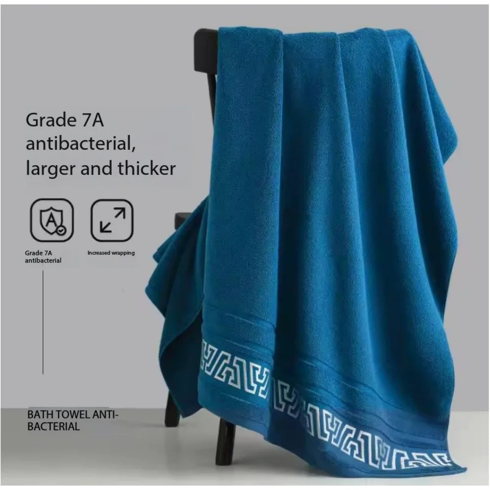 Premium Thick Bath Towel - Soft & Absorbent Cotton Blend, Decorative Border (70x140cm)