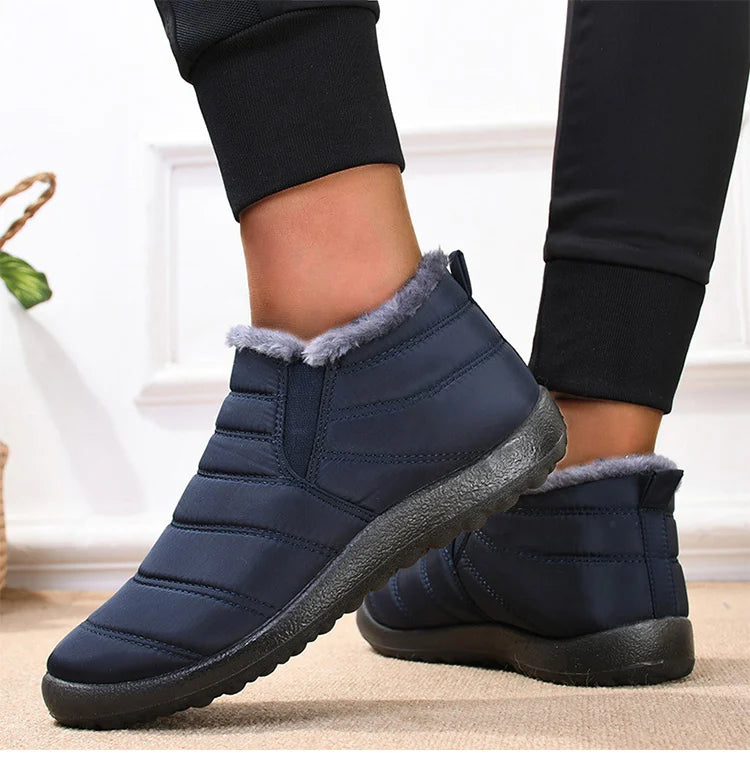 Men's Waterproof Winter Snow Boots - Plush-Lined Slip-On Ankle Boots
