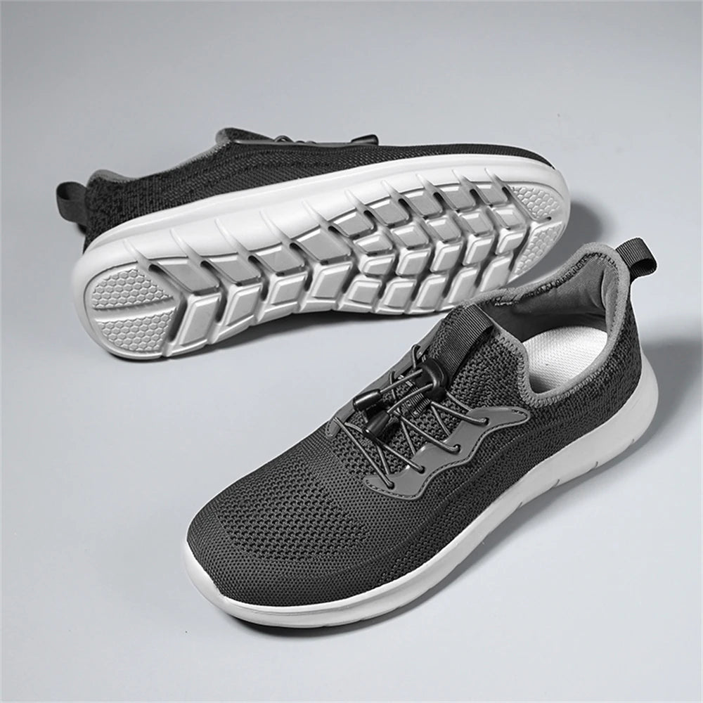 Men's WQT Flyknit Elastic Slip-On Sneakers – Lightweight Breathable Mesh Running Style Shoes with EVA Sole