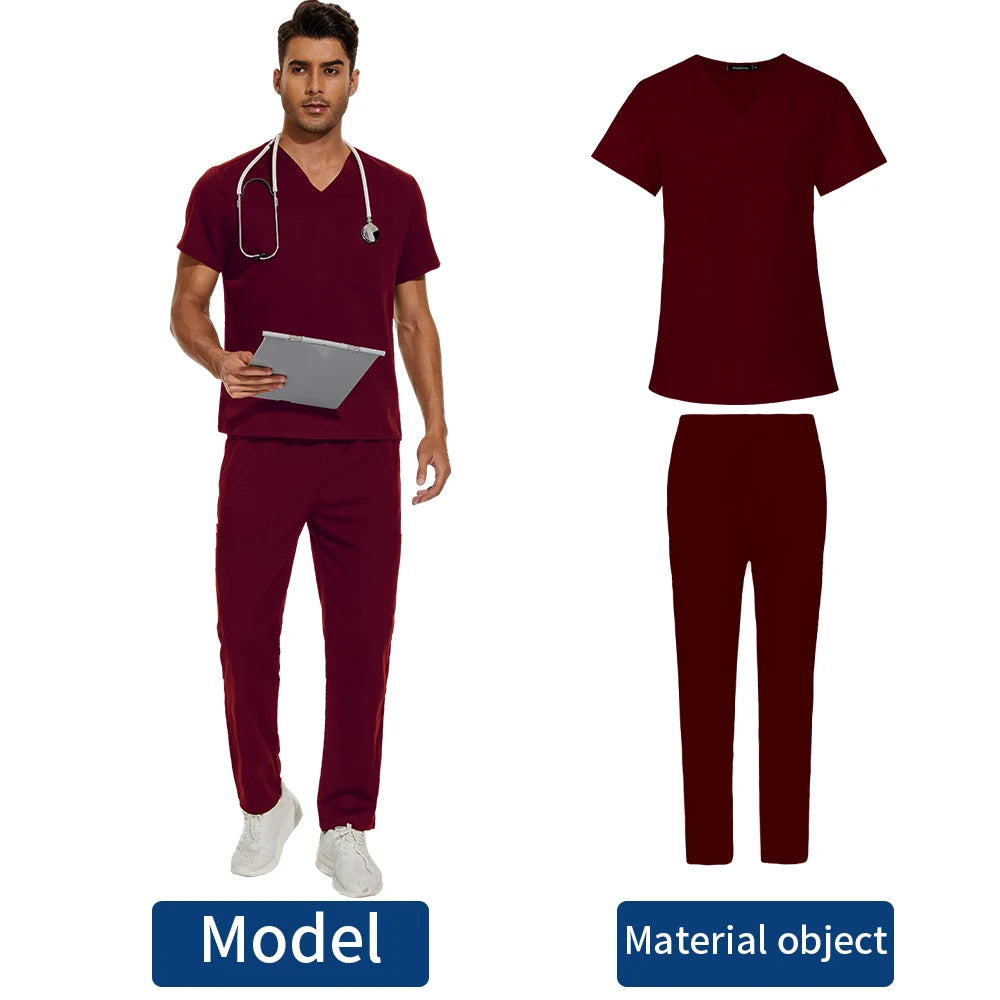 Men's V-Neck Scrubs Set - Stylish Medical Uniforms for Doctors & Nurses | Comfortable & Durable Lab Overalls