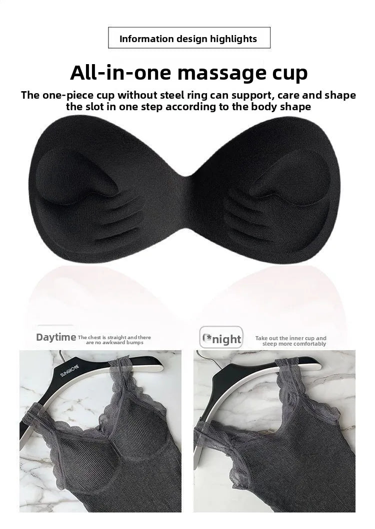 Women's Sleek & Stylish Thermal Lace Vest with Padded Bra for Winter Warmth.