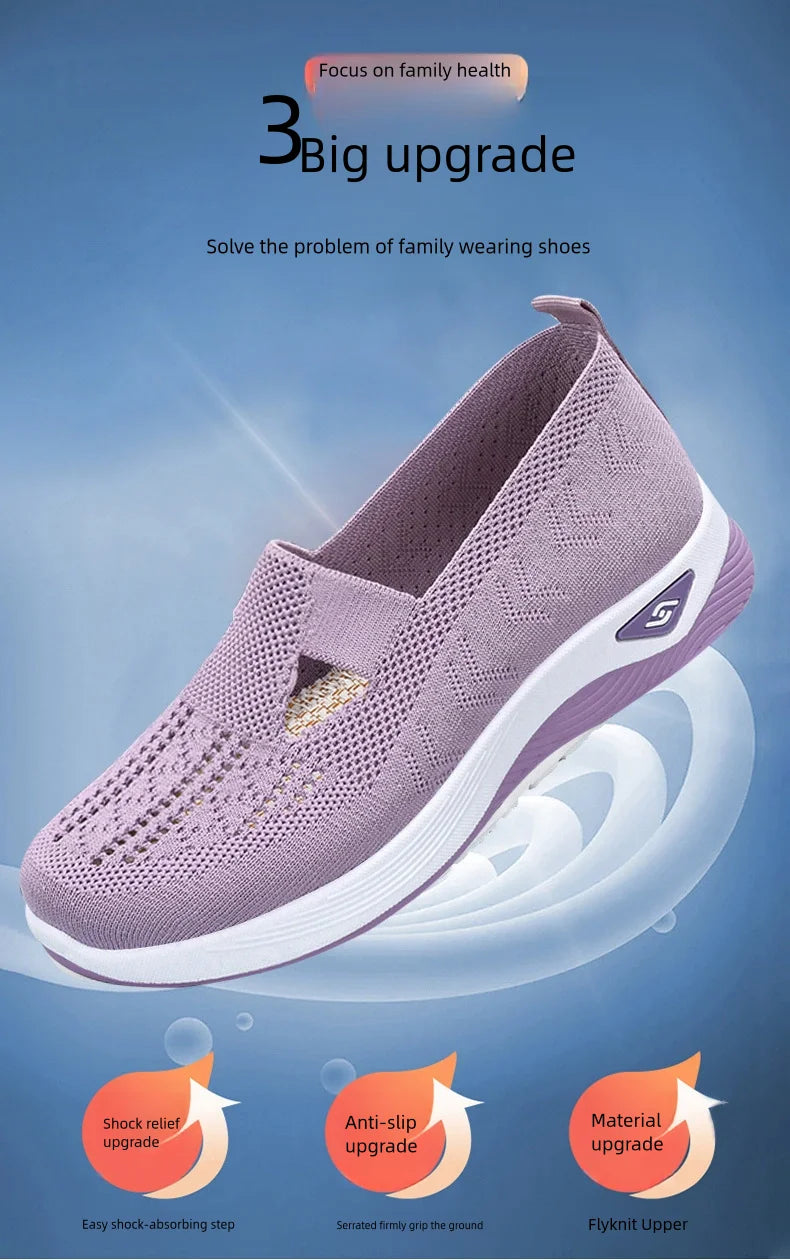 Women's Breathable Mesh Slip-On Sneakers – Lightweight Casual Walking Shoes with Soft Sole & Cutout Design