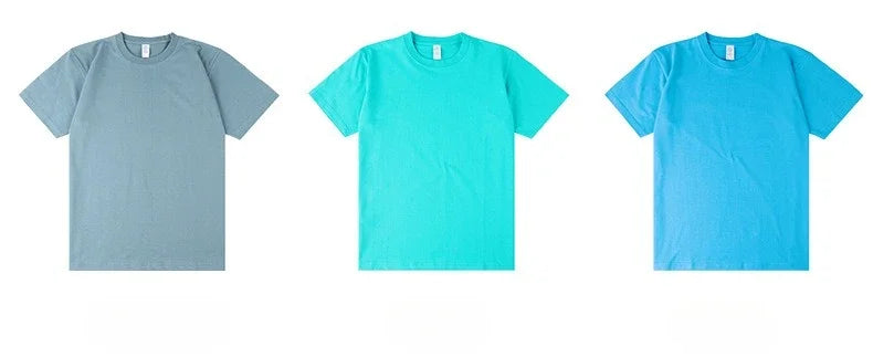 Men's 250g Combed Cotton T-Shirt | Heavyweight Solid Color O-Neck Short Sleeve Tee | Loose Casual Fit | XS–2XL