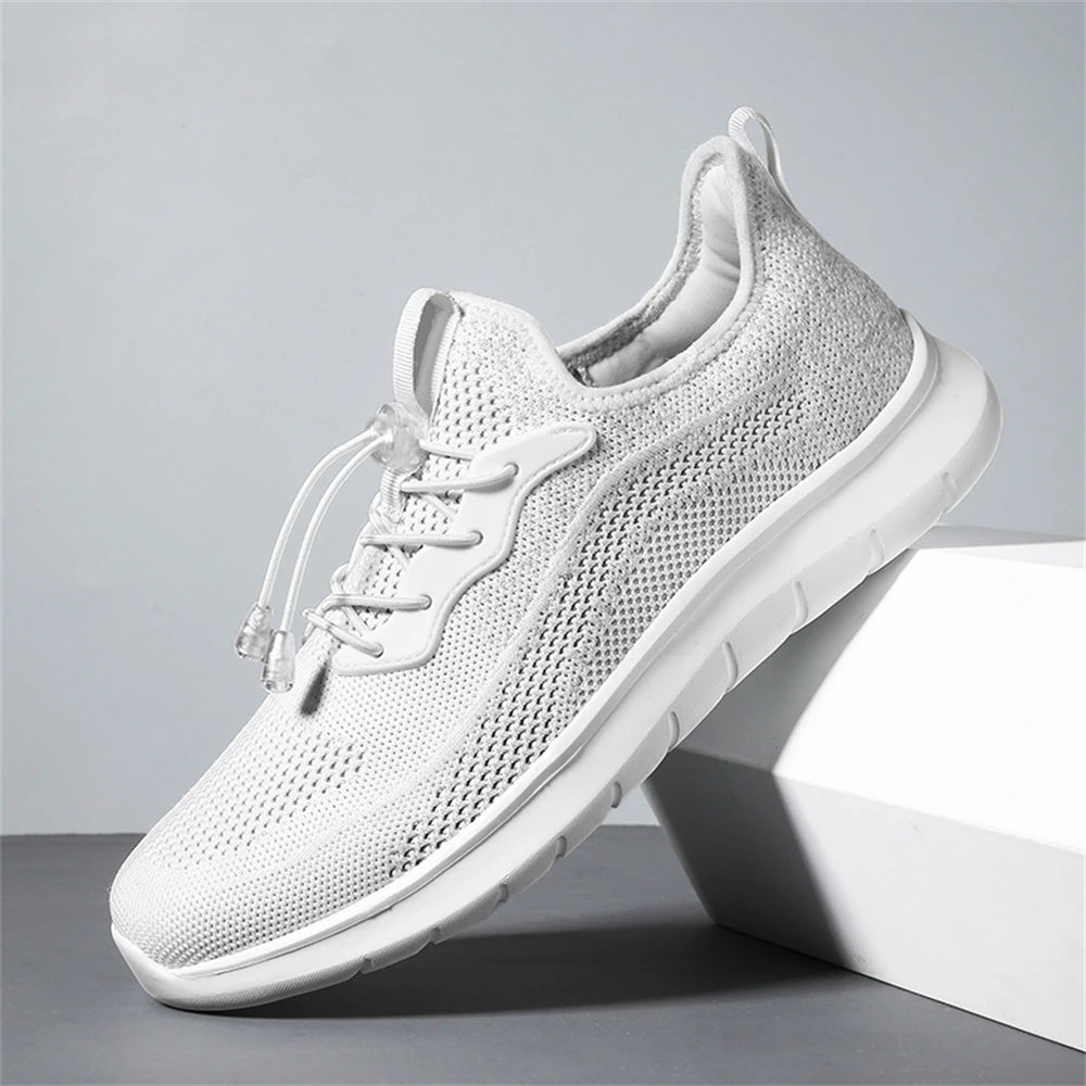 Men's WQT Flyknit Elastic Slip-On Sneakers – Lightweight Breathable Mesh Running Style Shoes with EVA Sole