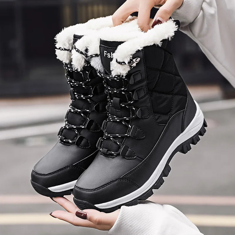 Women's Waterproof Winter Snow Boots - Warm Plush Lined Ankle Boots with Non-Slip Rubber Sole