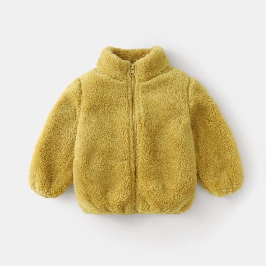 Unisex Kids Plush Faux Fur Jacket - Soft Winter Coat for Toddlers 1-6 Years