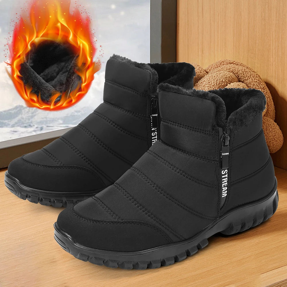 Men's Waterproof Winter Snow Boots – Faux Wool Lined Mid-Calf Zip Ankle Boot | Sizes 6.5–12