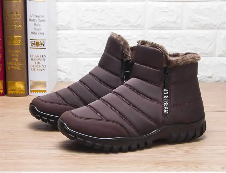Men's NoEnName_Null Warm Cotton Zipper Snow Ankle Boots