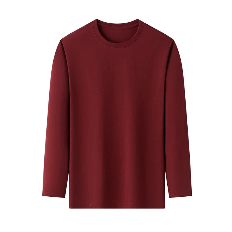ASJP Men's 100% Cotton Long Sleeve Shirt | Breathable Casual Crew Neck Top for Summer & Everyday Wear